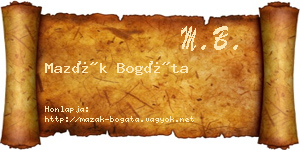 Mazák Bogáta névjegykártya